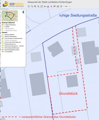 Baugrundstück ca. 545 m² in sehr guter Lage mit Abrisshaus / Ruine, in zweiter Reihe, 70771 Leinfelden, Wohngrundstück